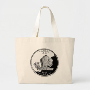 Faux Kansas State Quarter Large Tote Bag
