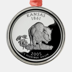 Faux Kansas State Quarter Metal Tree Decoration