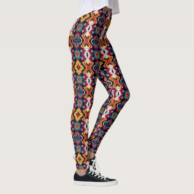 Faux knit Aztec tiled pattern  Leggings (Right)