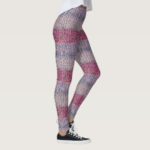 Faux Knit Leggings in Soft Colours & Ombre Stripes
