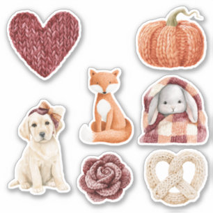 Faux Knitted Heart Pumpkin Fox Rose Dog Bunny Fox