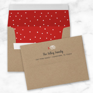 Faux Kraft and Red Dot Return Address Holiday Envelope