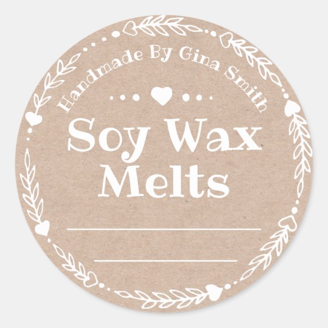 Faux Kraft For Handmade Soy Wax Melt Classic Round Sticker (Front)