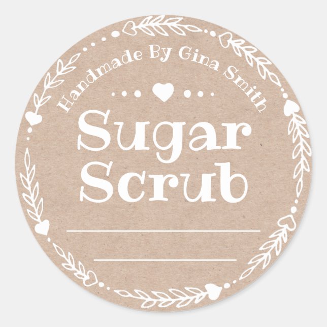 Faux Kraft For Handmade Sugar Scrub Classic Round Sticker (Front)
