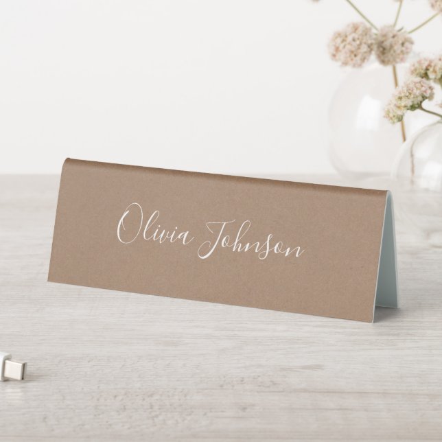 Faux Kraft Hand Lettered Table Tent Sign (In SItu (Table))