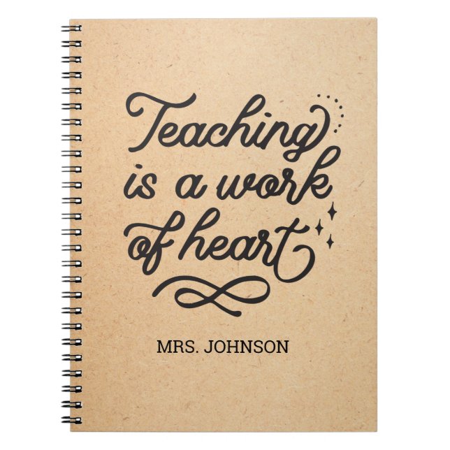 Faux Kraft Inspirational Teacher Appreciation Notebook (Front)