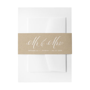 Faux Kraft Paper Mr. & Mrs. Elegant Script Wedding Invitation Belly Band