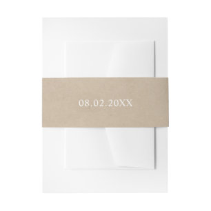 Faux Kraft paper rustic date belly band Invitation Belly Band