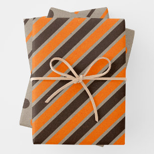 Faux Kraft Paper w/ Dark Brown & Orange Patterns