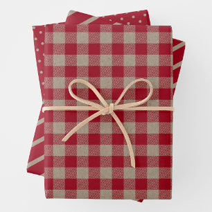 Faux Kraft Paper With Plaid, Stripes & Polka Dots