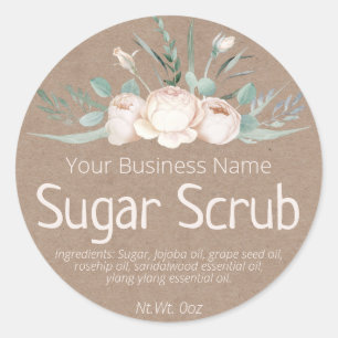 Faux Kraft Sticker Label For Homemade Sugar Scrub