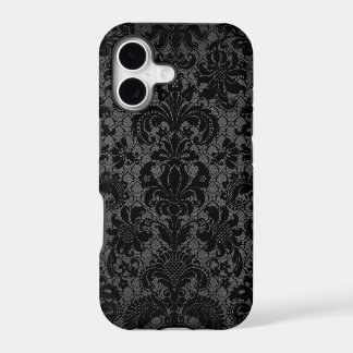 faux lace black grey damask pattern