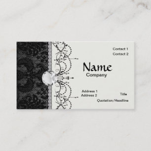faux lace black grey damask pattern business card
