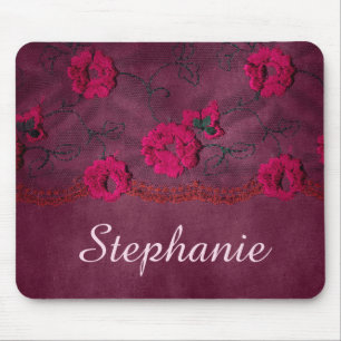Faux Lace purple floral Mouse Mat