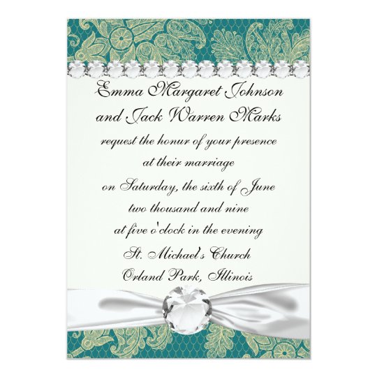 faux lace teal and cream floral damask pattern card