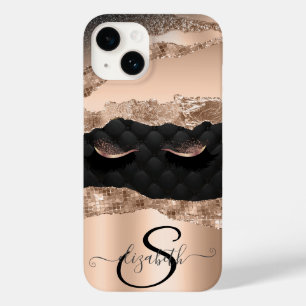 Faux Lashes Black Rose Gold Glitter Case-Mate iPhone 14 Case