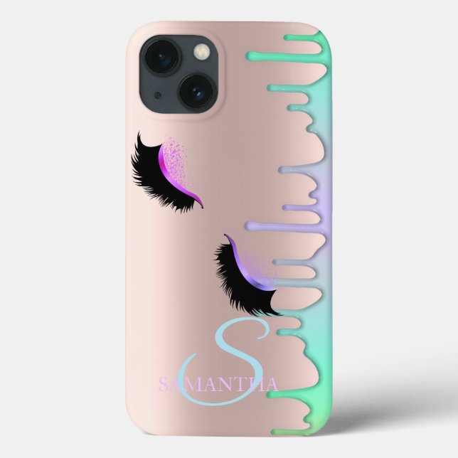 Faux Lashes Rainbow Drips Rose Gold Case-Mate iPhone Case (Back)