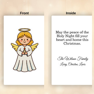 Faux Latch Hook Angel With Candle Christmas Holiday Card