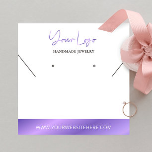 Faux Lavender Foil Logo Earring Jewellery Display Square Business Card