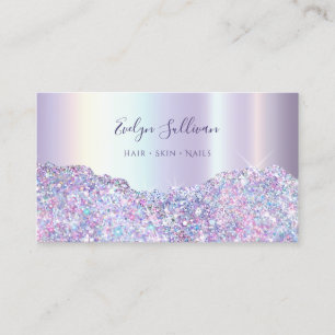 Faux lavender glitter foil business card