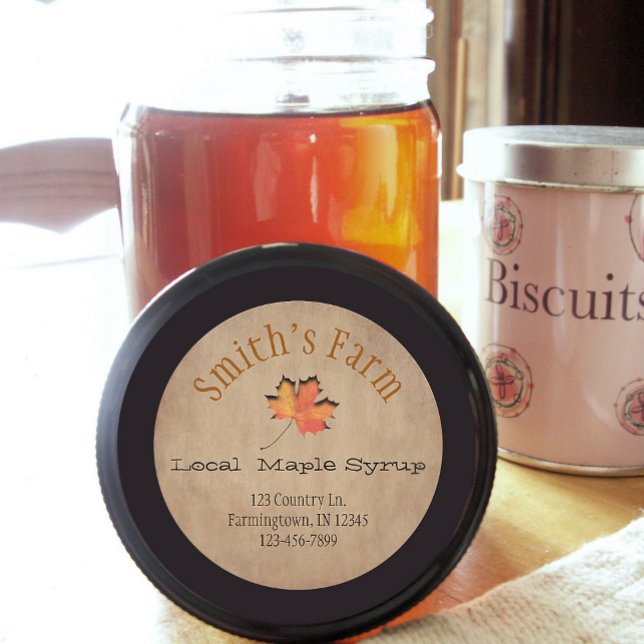 Faux Leaf Cutout Maple Syrup Round Sticker (Creator Uploaded)