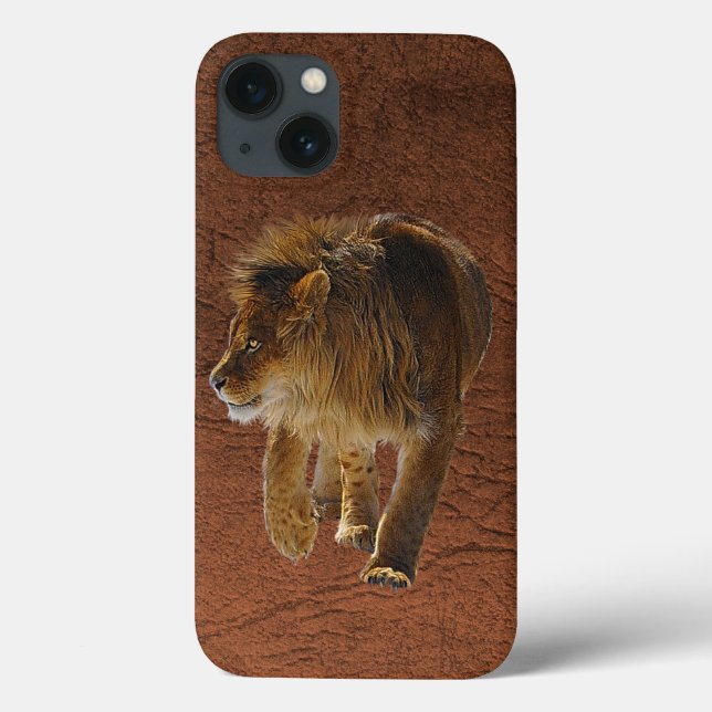 Faux Leather & African Lion Device Case (Back)