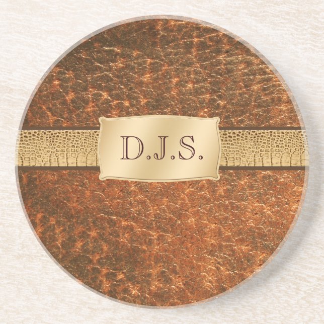 Faux Leather and Snakeskin Sandstone Coaster (Front)