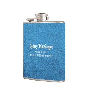 Faux Leather Aqua Blue Daughter Grad Gift Hip Flask
