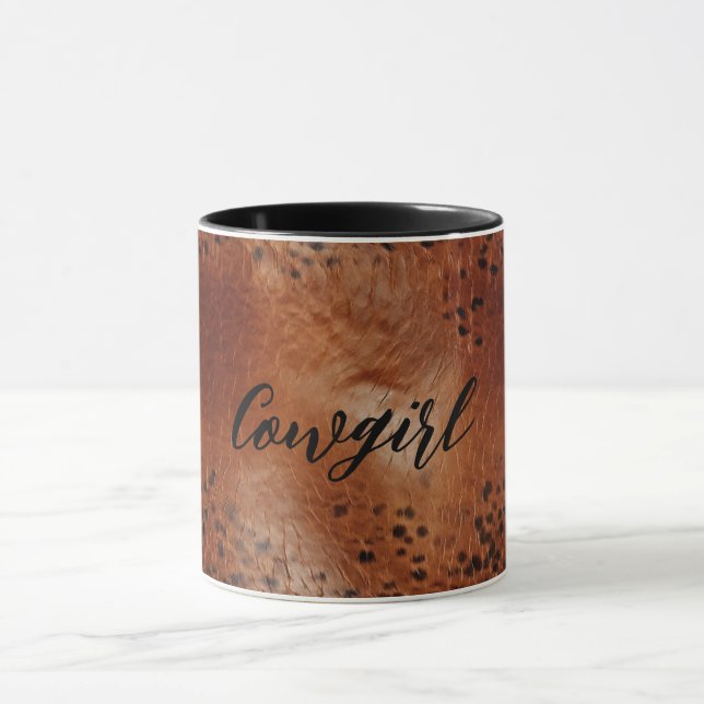 Faux Leather Brown Leopard Spots Mug (Center)
