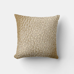 Faux Leather Champagne Design Throw Pillow