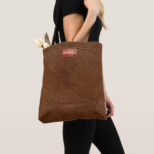 Faux Leather Look Name Tote Bag