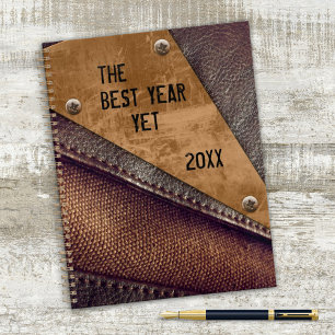 Faux Leather Metallic Industrial Design Planner
