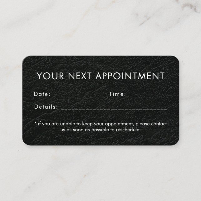 Faux Leather Modern Minimalist Custom Logo Appointment Card (Front)