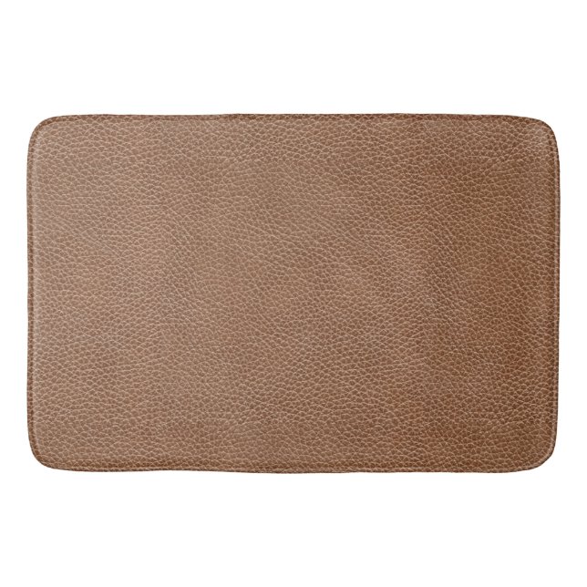 Faux Leather Natural Brown Bath Mat (Front)