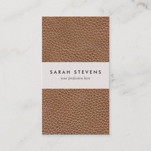 Faux Leather Natural Brown Business Card (Front)