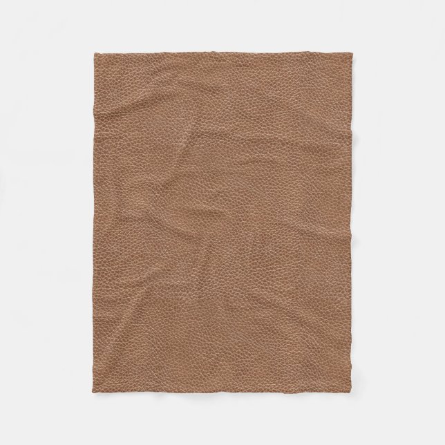 Faux Leather Natural Brown Fleece Blanket (Front)