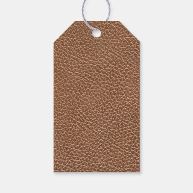 Faux Leather Natural Brown Gift Tags (Front)