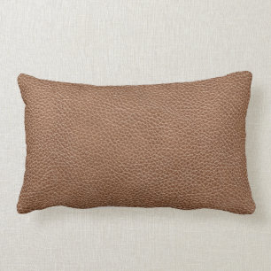 Faux Leather Natural Brown Lumbar Cushion