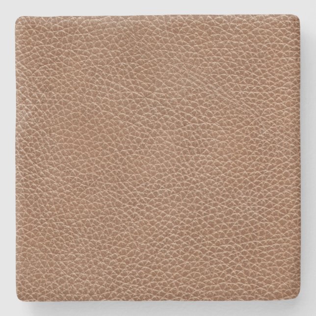 Faux Leather Natural Brown Stone Coaster (Front)