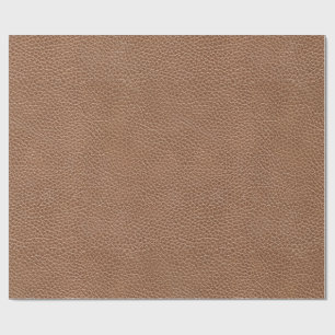 Faux Leather Natural Brown Wrapping Paper