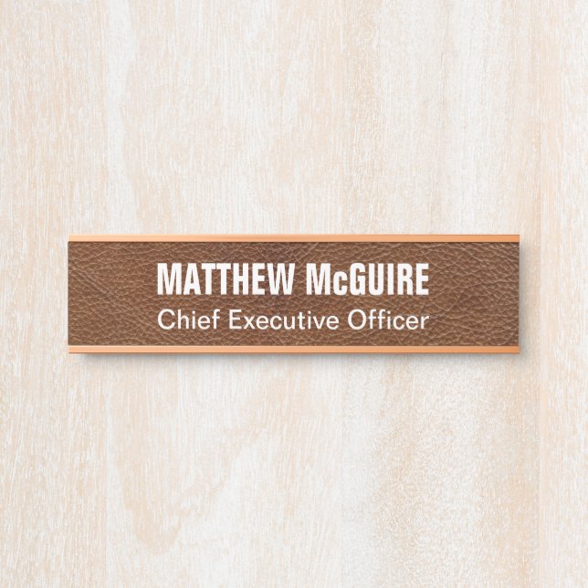 Faux Leather Office Door Sign (Front)
