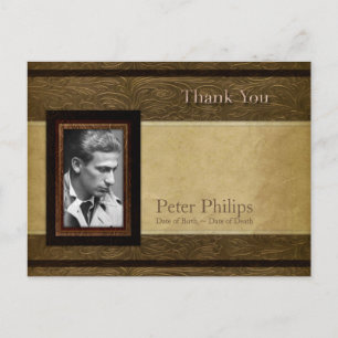 Faux leather parchment Photo Sympathy Thank You P Postcard