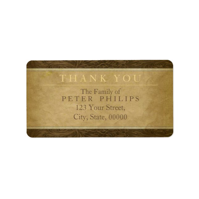 Faux leather parchment Thank You Family Label (Front)