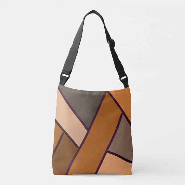 Faux Leather Patchwork Brown Pattern Crossbody Bag (Front)