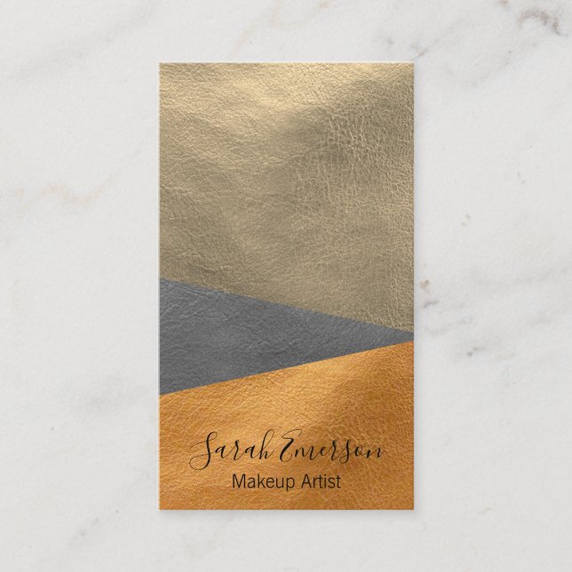 Faux Leather Print | Fashion Colour Block Business Card (Front)