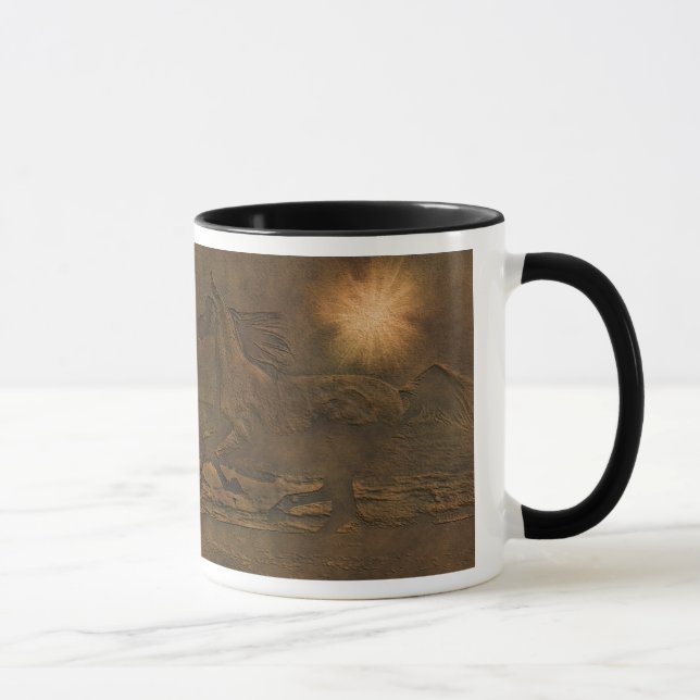 Faux Leather Running Horses Ranch Gift Mug (Right)