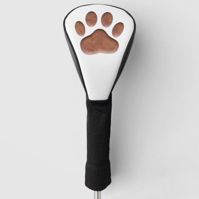 Faux Leather Texture Dog Paw Print Golf Head Cover (Front)