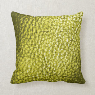 Faux Leather Throw Pillow-Golden Light Yellow Cushion