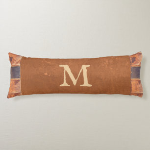 Faux Leather Vintage Antique Book Monogram Body Cushion