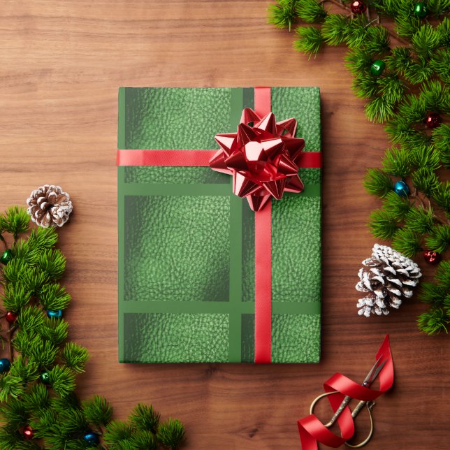 Faux Leather Warm Forest Green Design Wrapping Paper (Holiday Gift)